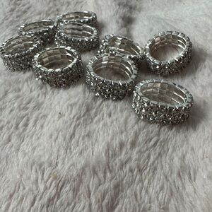 Elegant Silver Rhinestone Stretch Rings